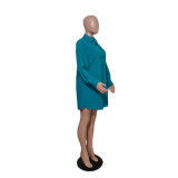 Blue Turn-Down Collar Shirt