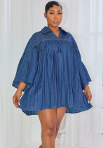 Women Elegant Loose Denim Patchwork Dress Women Elegant Loose Denim Patchwork Dress