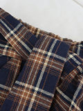 High-Waist Patchwork Asymmetrical Plaid Skirt