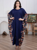 Plus Size Women Saudi Muslim Arabian Floral Robe Dress