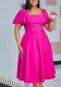 Bell Sleeve Square Neck High Waist Elegance Dress