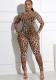 Women Spring Summer Sexy Mesh Leopard Bodycon Jumpsuit