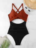 Sexy Lace-Up One-Piece Hollow Back Swimsuit