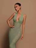 Women Sexy One-shoulder Sequin Bodycon Formal Party Party Evening Dress