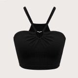 Solid Color Heart Ring Vest Sleeveless Top