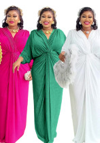 Plus Size Women V Neck Raglan Sleeve Dress