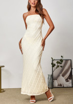 Women Knitting Strapless Sexy Backless Lace Maxi Fishtail Dress Women Knitting Strapless Sexy Backless Lace Maxi Fishtail Dress