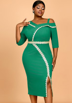 Women Sexy One Shoulder Off Shoulder Party Formal Party Dress