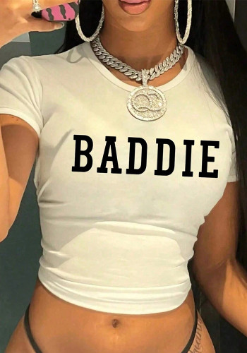 Summer Short Sleeve Cropped Printed T-Shirt