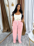 Women Sports Tank Top and Drawstring Wide-leg Pants Two-piece Set