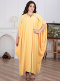 Plus Size Women Muslim Dubai Diamond Bat Sleeves Dress Robe