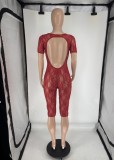 Sexy Cutout U-Neck Lace Jumpsuit