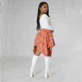 Fashionable Asymmetrical High-Waist Patchwork Plaid Skirt