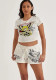 Women Print Short Sleeve Top and Shorts Two-piece Set