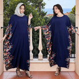 Plus Size Women Saudi Muslim Arabian Floral Robe Dress