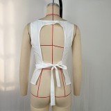 Low-Back Lace-Up Sleeveless Top Slim Fit Vest