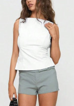 Low-Back Lace-Up Sleeveless Top Slim Fit Vest