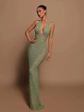 Women Sexy One-shoulder Sequin Bodycon Formal Party Party Evening Dress