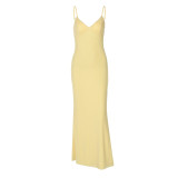 Women Summer Sexy V Neck Suspender Backless Dress