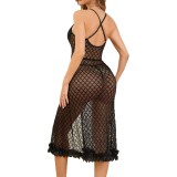 Plus Size Women Suspender Lace Sexy  Hollow Backless Nightdress Sexy Lingerie