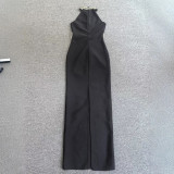 Women Black Luxury Heavy Beaded Formal Party Evening Dress