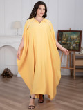 Plus Size Women Muslim Dubai Diamond Bat Sleeves Dress Robe