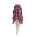 Fashionable Asymmetrical High-Waist Patchwork Plaid Skirt