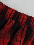 High-Waist Patchwork Asymmetrical Plaid Skirt