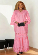 Plus Size African Women Patchwork Lace Dress