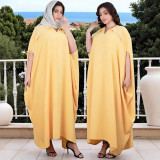 Plus Size Women Muslim Dubai Diamond Bat Sleeves Dress Robe