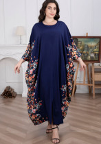 Plus Size Women Saudi Muslim Arabian Floral Robe Dress