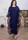 Plus Size Women Saudi Muslim Arabian Floral Robe Dress