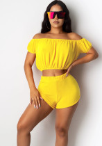 Off-Shoulder Beach Top Shorts Sporty Two-Piece Set Off-Shoulder Beach Top Shorts Sporty Two-Piece Set