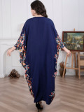 Plus Size Women Saudi Muslim Arabian Floral Robe Dress