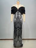 Women Embroidered Formal Party Evening Dress