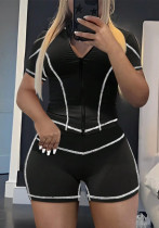 Women Elegant Yoga Top and Shorts Two-Piece Set