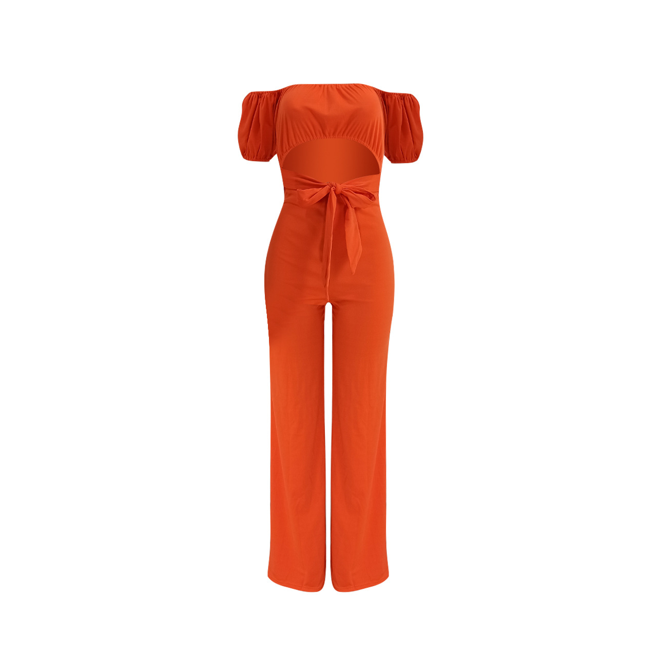 Sexy Solid Low-Back Off-Shoulder Jumpsuit