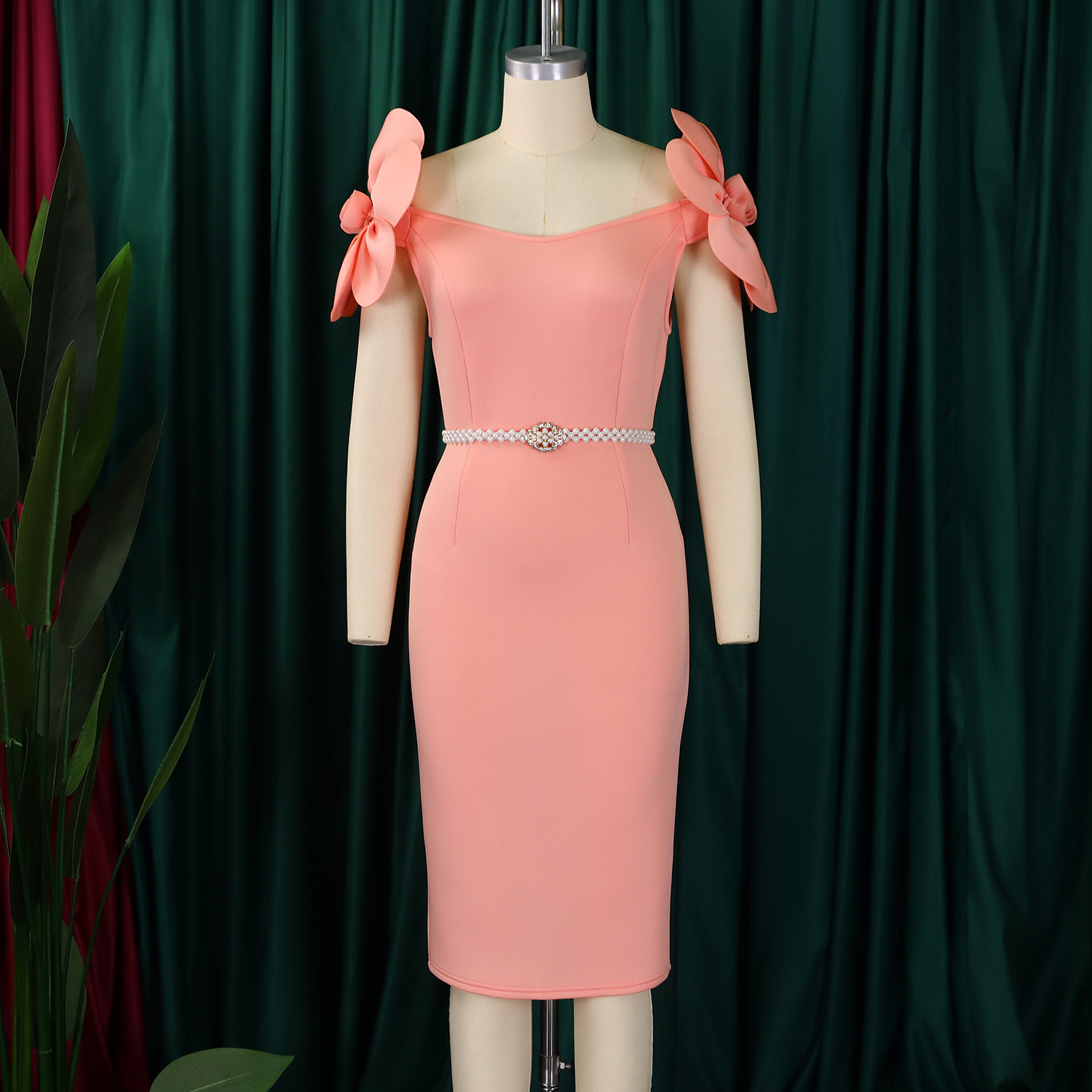 Floral Elegant Off Shoulder Formal Party Dress