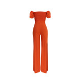 Sexy Solid Low-Back Off-Shoulder Jumpsuit