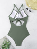 Sexy Lace-Up One-Piece Hollow Back Swimsuit