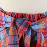 Fashionable Asymmetrical High-Waist Patchwork Plaid Skirt