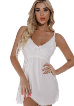 Women Sexy Hot V Neck Mesh See-Through Suspender Dress Sexy Lingerie