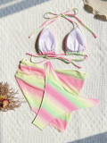 Women Gradient Bikini Three-Piece Swimsuit