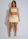 Women Off-Shoulder Suspender Top and Skirt Two-Piece Set