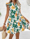 Women Summer Fashion Elegant Ruffle Edge Sleeveless Strap Dress