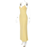 Women Summer Sexy V Neck Suspender Backless Dress