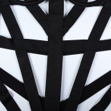 Women Sexy Hollow Lace-Up Suspender Stretchy Bodysuit