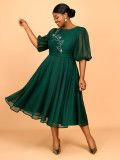 Women Plus Size Puff Sleeve Formal Party Dress