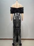 Women Embroidered Formal Party Evening Dress