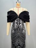 Women Embroidered Formal Party Evening Dress
